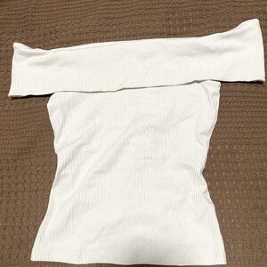 Women’s White Cream Off the Shoulder Top Ribbed Size Small Going Out Top